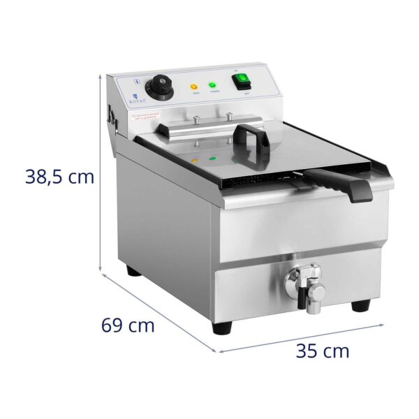 Elektrická fritéza - 16 litrů - 6 000 W - výpustný kohout Royal RCEF-16EHB - Image 2