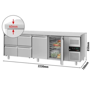 Chladící stůl ECO - 2200x700mm - 2 dvířka a 4 zásuvky KTS227ND#2T#4S