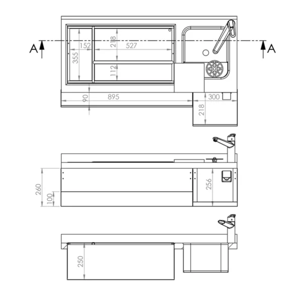 Barový stůl na nápoje - 1200 x 600 mm - 150 litrů - se 2 dveřmi a policemi - Image 3