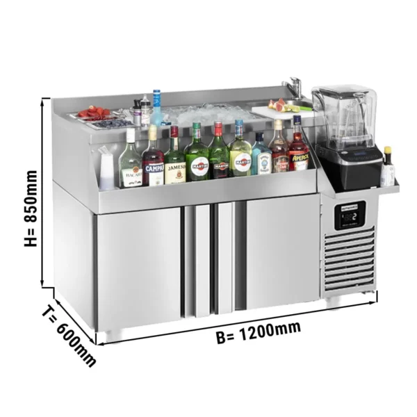 Barový stůl na nápoje - 1200 x 600 mm - 150 litrů - se 2 dveřmi a policemi - Image 8