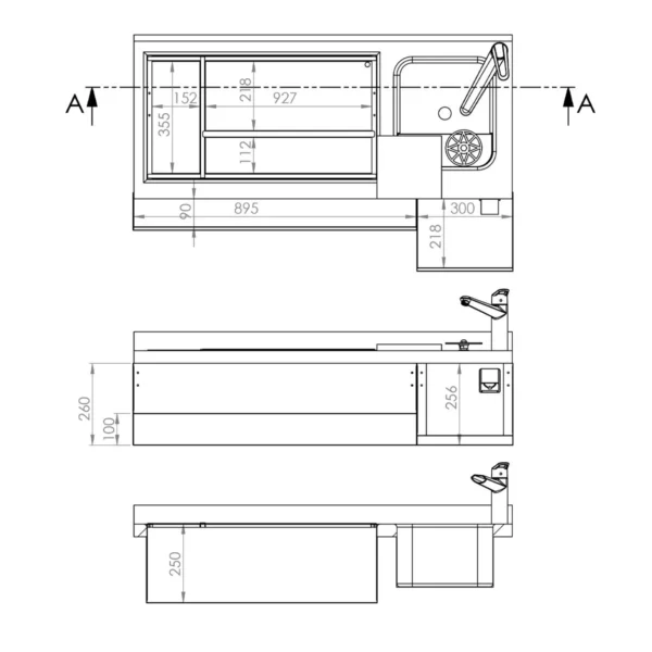 Barový stůl na nápoje - 1600 x 600 mm - 235 litrů - se 3 dveřmi a policemi - Image 2