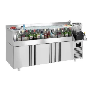Barový stůl na nápoje - 1600 x 600 mm - 235 litrů - se 3 dveřmi a policemi