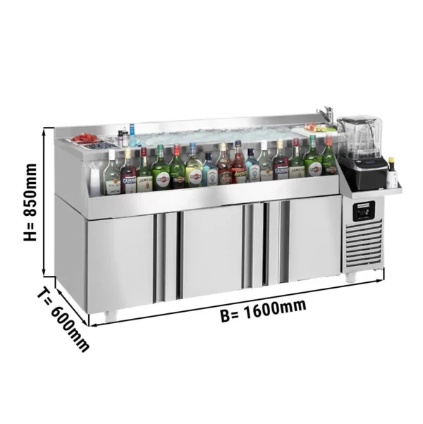 Barový stůl na nápoje - 1600 x 600 mm - 235 litrů - se 3 dveřmi a policemi - Image 7