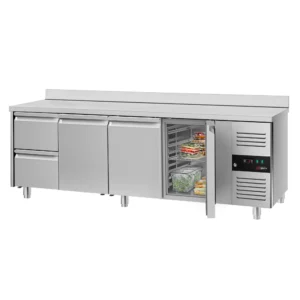Chladící stůl ECO - 2200x700mm - 3 dvířka a 2 zásuvky s lemem KTS227AND#3T#2S