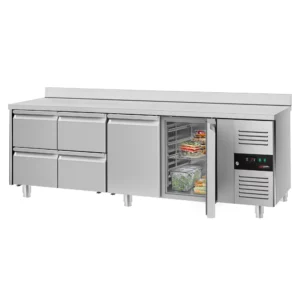 Chladící stůl ECO - 2200x700mm - 2 dvířka a 4 zásuvky s lemem KTS227AND#2T#4S