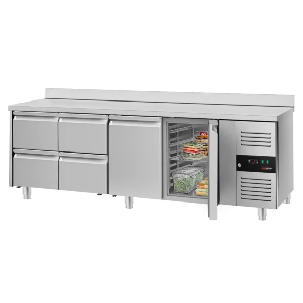 Chladící stůl ECO - 2200x700mm - 2 dvířka a 4 zásuvky s lemem KTS227AND#2T#4S