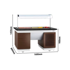 Bufetový pult za studena - s chladící deskou a kolečky - 1600 mm
