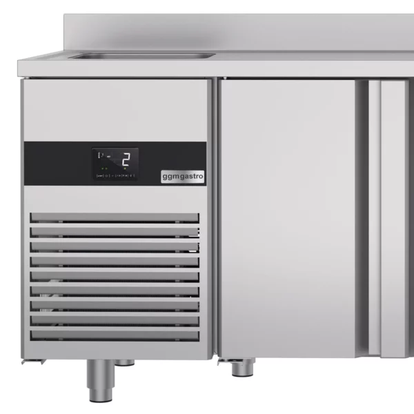 Chladící stůl PREMIUM - 1430x700 mm - se 2 dvířky, 1 umyvadlem vlevo a podstavcem - Image 7