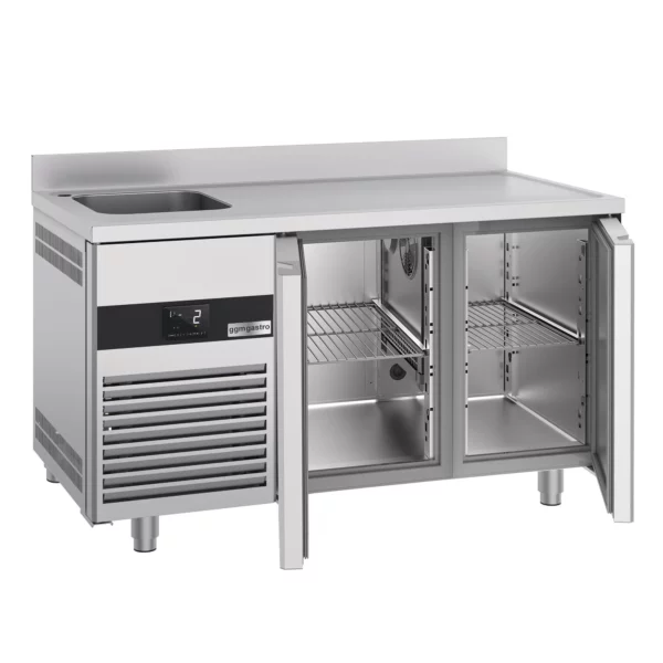 Chladící stůl PREMIUM - 1430x700 mm - se 2 dvířky, 1 umyvadlem vlevo a podstavcem - Image 9