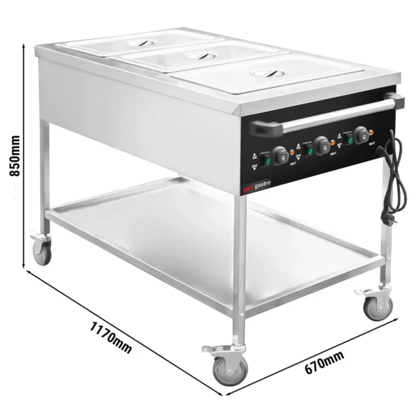 Bain-Marie termo vozík - 3x GN 1/1 - teplota se dá regulovat samostatně - Image 6