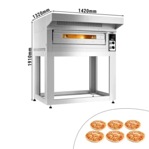 Elektrická kamna na pizzu - 6x 33cm - manuální - včetně digestoře a základního rámu