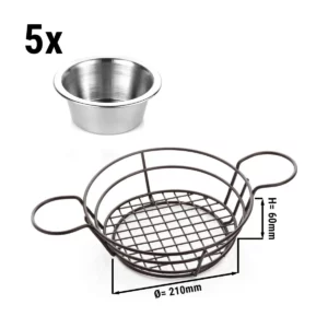 (5 kusů) košík na prstové jídlo se skleničkami - Ø 21 cm