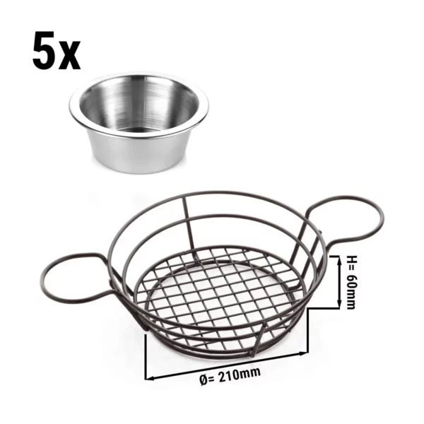 (5 kusů) košík na prstové jídlo se skleničkami - Ø 21 cm