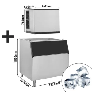 Výrobník ledových kostek - kostky - 403 kg/24 h - včetně zásobníku na led