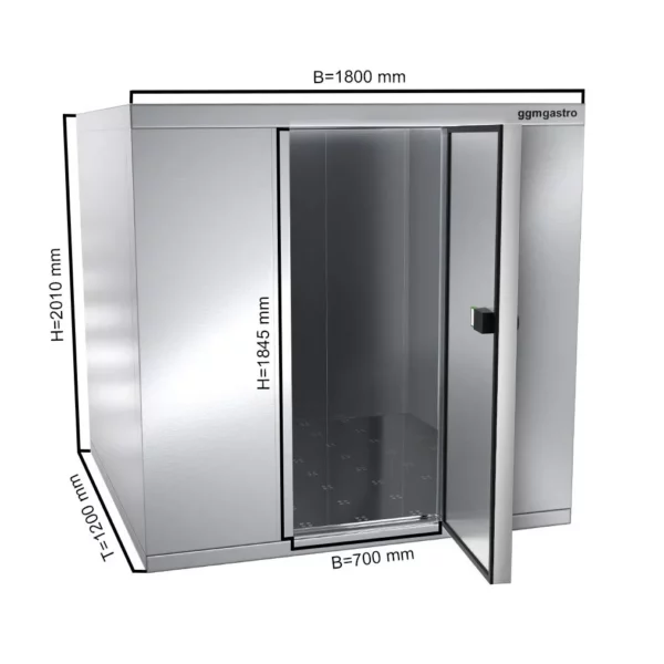 Nerezový chladící box - 1,8 x 1,2 m - výška: 2,01 m - 3,15 m3