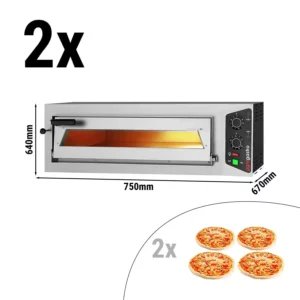(2 kusy) Elektrická kamna na pizzu - 4+4x 24cm - manuální