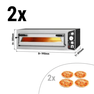 (2 kusy) Elektrická kamna na pizzu - 4+4x 35cm - manuální