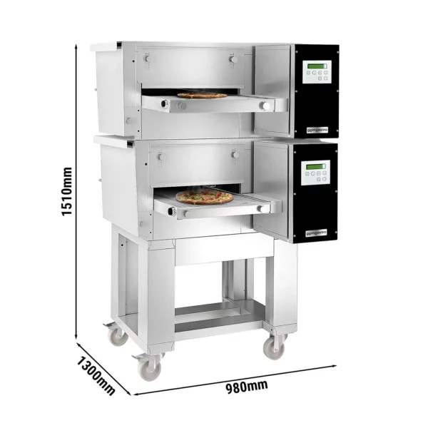 (2 kusy) elektrická průběžná trouba - 980x1300mm - digitální - šířka pásma: 400mm - včetně základního rámu