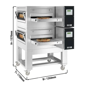 (2 kusy) elektrická průběžná trouba - 1260x1750mm - digitální - šířka pásma: 500mm - včetně základního rámu