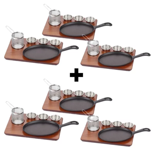 (6 kusů) Fajita servírovací sada - 6 kusů - velká litinová pánev s rukojetí - Image 5