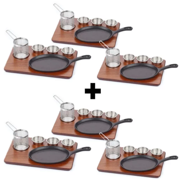 (6 kusů) Fajita servírovací sada - 6 kusů - litinová pánev s rukojetí - Image 2