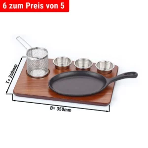 (6 kusů) Fajita servírovací sada - 6 kusů - litinová pánev s rukojetí
