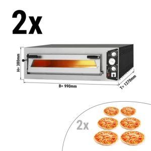 (2 kusy) Elektrická kamna na pizzu - 6+6x 35cm (hluboká) - manuální