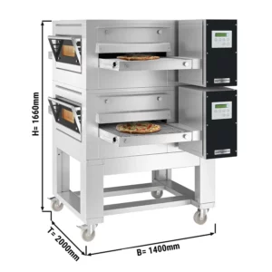 (2 kusy) elektrická průběžná trouba - 2000x1400mm - digitální - šířka pásma: 650mm - včetně základního rámu