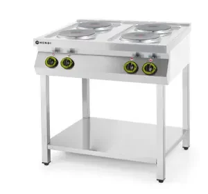 4-plotový elektrický sporák Kitchen Line na otevřeném podstavci, HENDI, Kitchen Line, 400V/10400W, 800x700x(H)900mm