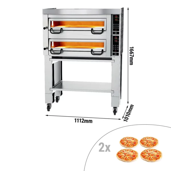 Elektrická kamna na pizzu Výkon - 4+4x 34cm - Digitální - včetně digestoře a základního rámu