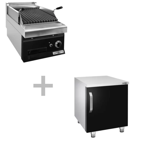 Plynový lávový gril (7 kW) - sklopný grilovací rošt - vč. podstavce s 1 dvířky - Image 4