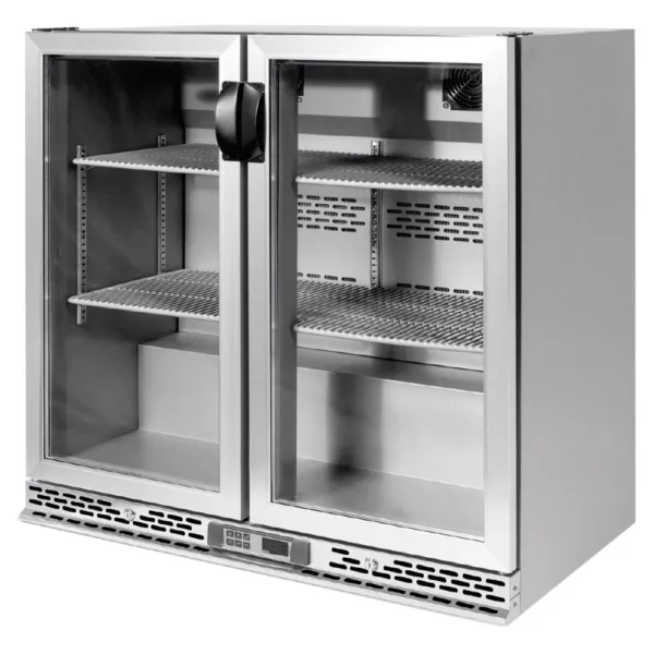 Barové chladící stoly na nápoje 220L - 2 skleněné dveře (nerezová ocel) - Image 4