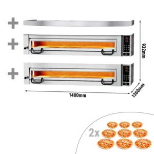Elektrická kamna na pizzu Výkon - 9+9x 34cm - Digitální - včetně digestoře