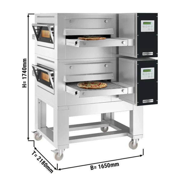 (2 kusy) elektrická průběžná trouba - 1670x2150mm - digitální - šířka pásma: 800mm - včetně základního rámu