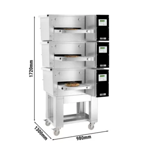 (3 kusy) elektrická průběžná trouba - 980x1300mm - digitální - šířka pásma: 400mm - včetně základního rámu