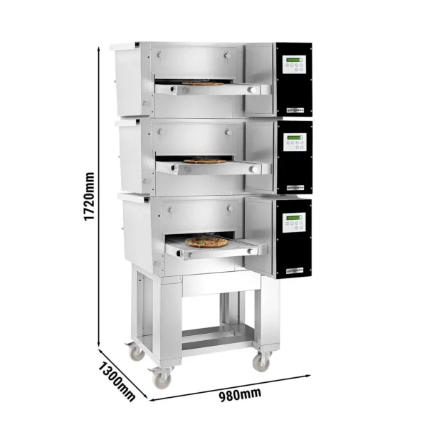 (3 kusy) elektrická průběžná trouba - 980x1300mm - digitální - šířka pásma: 400mm - včetně základního rámu