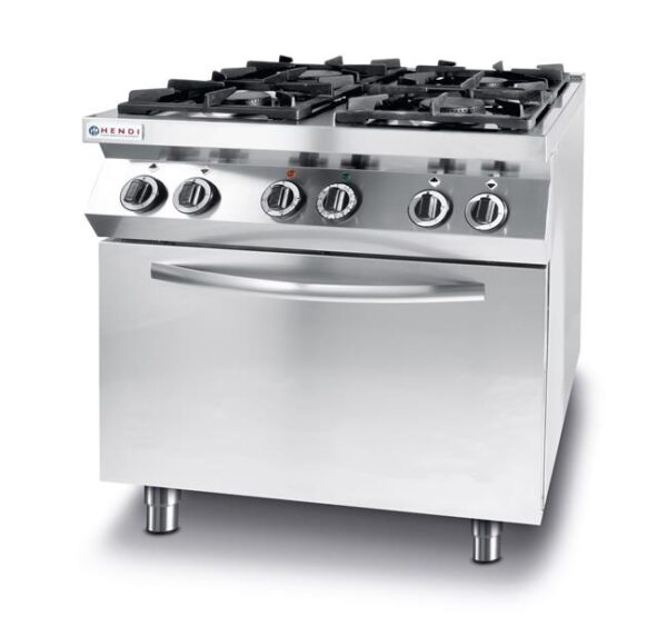 4-horákový plynový sporák Kitchen Line s konvekčnou elektrickou rúrou GN 1/1, HENDI, Kitchen Line, 230V/3000W, 19kW, 800x722x(H)900mm