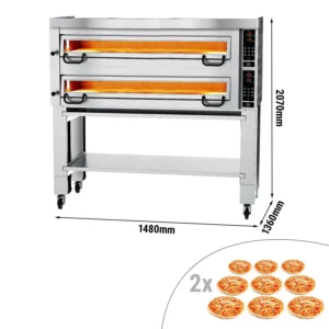 Elektrická kamna na pizzu Výkon - 9+9x 34cm - Digitální - včetně digestoře a základního rámu