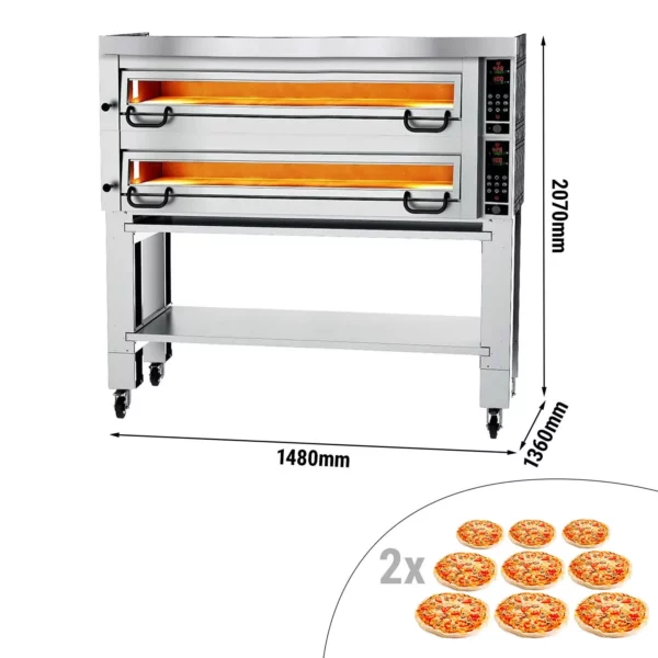 Elektrická kamna na pizzu Výkon - 9+9x 34cm - Digitální - včetně digestoře a základního rámu