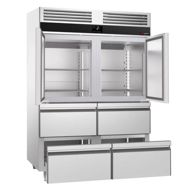 Chladnička PREMIUM - GN 2/1 - 1400 litrů - se 2 nerezovými polovičními dvířky a 4 zásuvkami - Image 7
