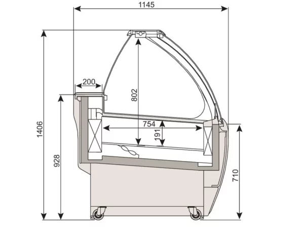 Zmrzlinový pult LEO - 1640 mm - cirkulující vzduch - pro 16x 5 litrové nádoby na zmrzlinu - bílý - Image 4