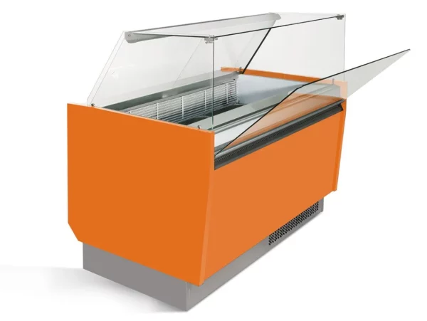Zmrzlinový pult LIAM - 1560mm - statický - pro 13+13x 5 litrové nádoby na zmrzlinu - oranžový - Image 4