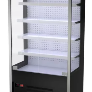 Nástěnná chladící police - 1100 mm - s LED osvětlením, skleněnými dvířky a 4 policemi