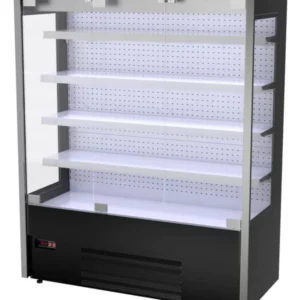 Nástěnná chladící police - 1585 mm - s LED osvětlením, skleněnými dvířky a 4 policemi