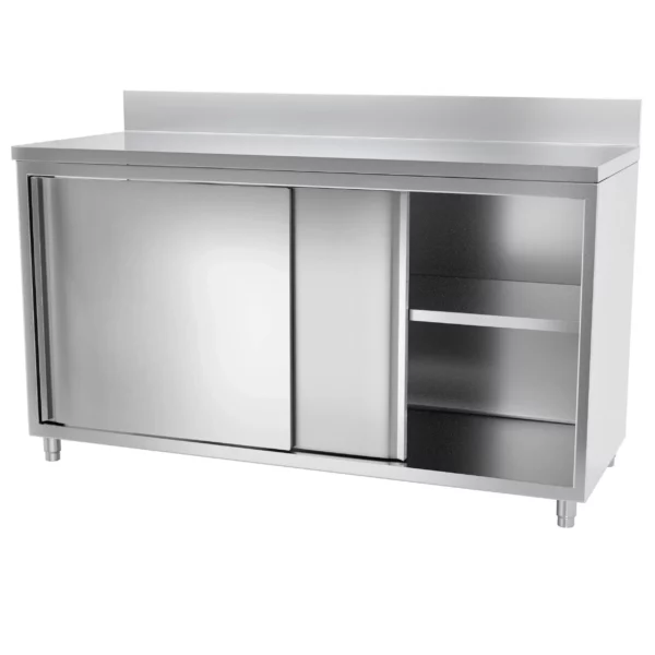 Nerezová pracovní skříň PREMIUM - 1000x800mm - s posuvnými dveřmi a podstavcem - Image 3