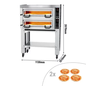 Elektrická pizza kamna Power - 4+4 34cm - Digital - včetně digestoře, základního rámu a soupravy kol