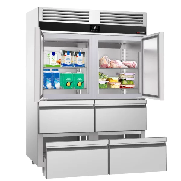 Chladnička PREMIUM - GN 2/1 - 1400 litrů - se 2 nerezovými polovičními dvířky a 4 zásuvkami - Image 8