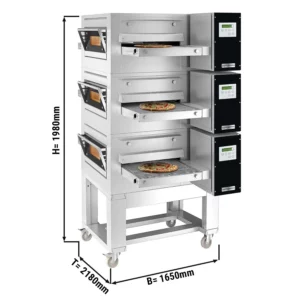 (3 kusy) elektrická průběžná trouba - 1670x2150mm - digitální - šířka pásma: 800mm - včetně základního rámu