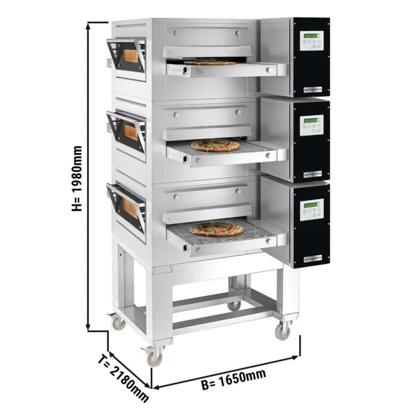 (3 kusy) elektrická průběžná trouba - 1670x2150mm - digitální - šířka pásma: 800mm - včetně základního rámu