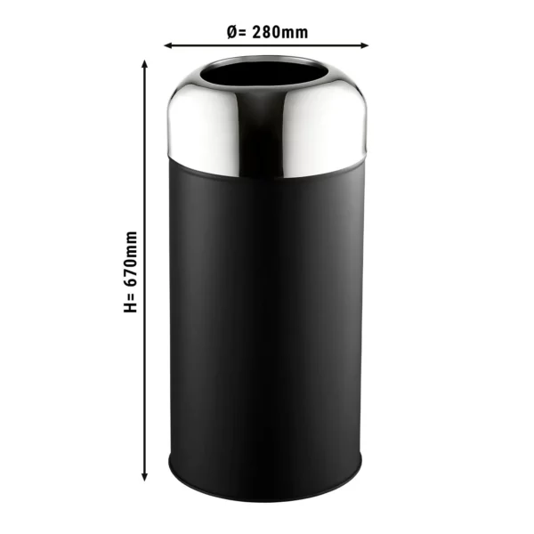 Odpadkový koš pro vnitřní i venkovní použití - 40 litrů - černý/chrom - Image 2